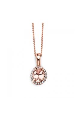 Oval Morganite and Diamond Frame Pendant in 14K Rose Gold, 1/20ctw