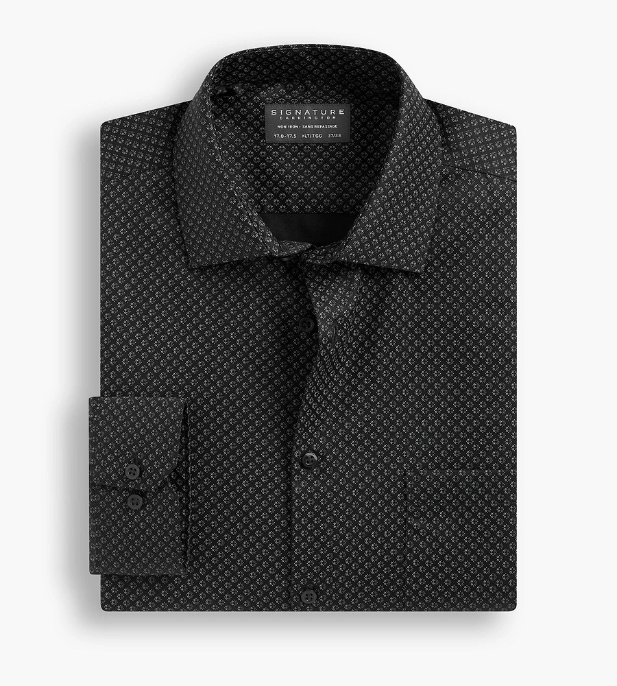 Classic Fit Non-Iron Printed Sateen Dress Shirt