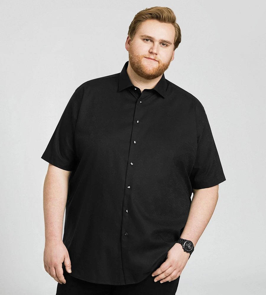 Short Sleeve Tonal Jacquard Casual Shirt
