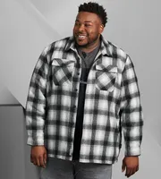 Sherpa-Lined Plaid Shacket