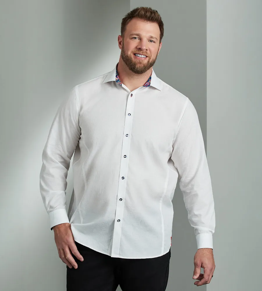 Non-Iron Jacquard Paisley Long Sleeve Sport Shirt