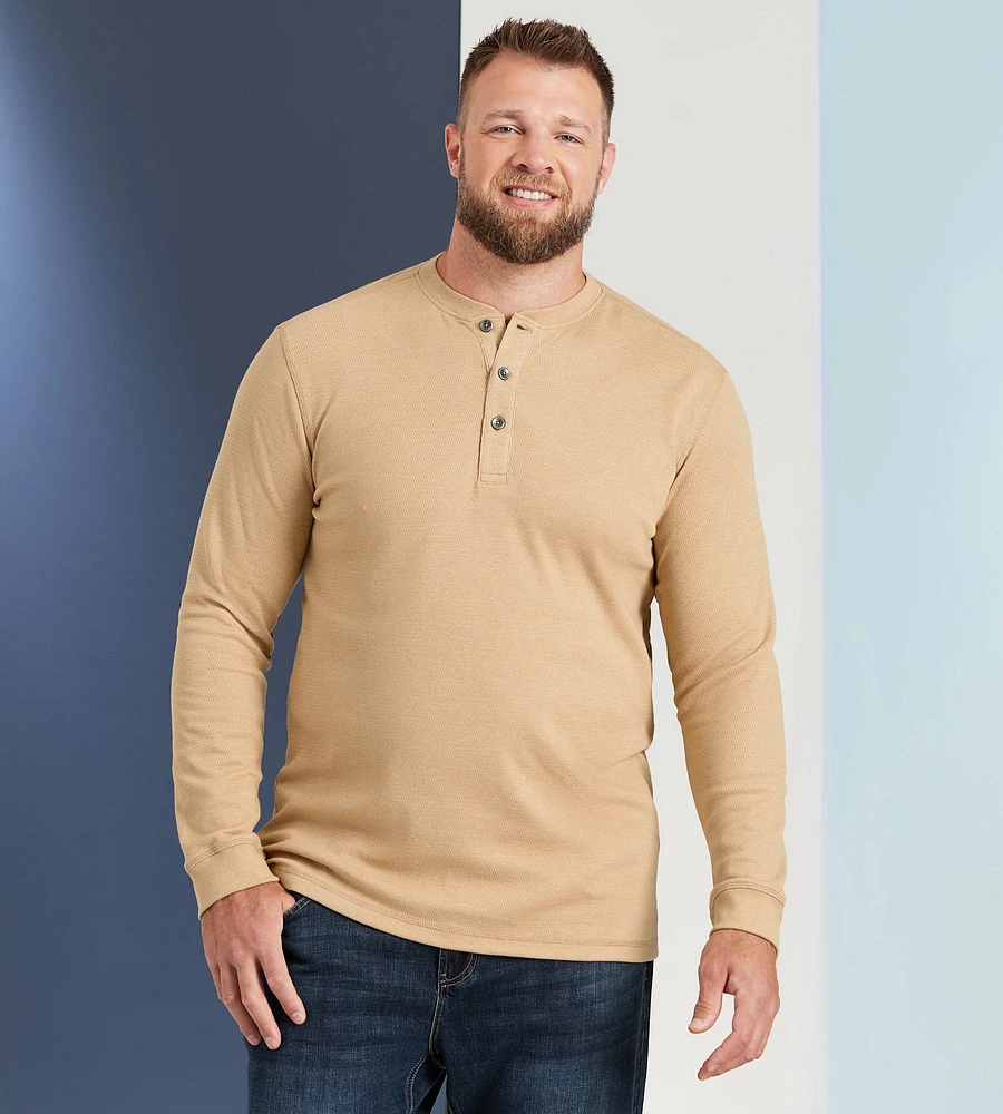 Long Sleeve Waffle Henley