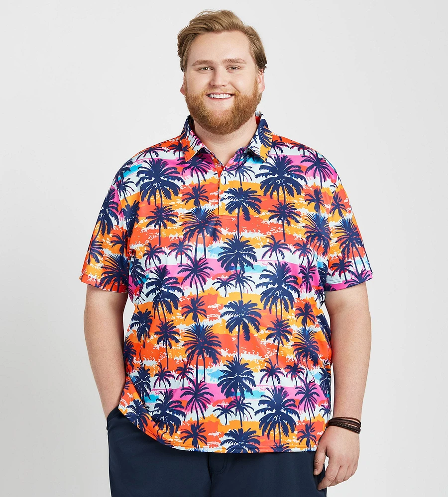 Tropical Palm Print Polo