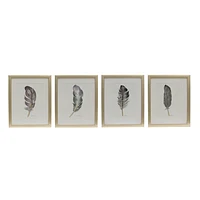 Cuadro Giclee Feathers, Set de 4 Piezas