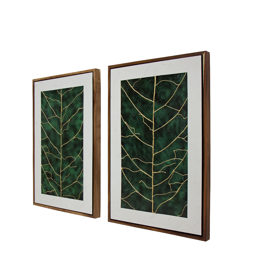 Cuadro Green Lvy Leaves, Set de 2 Piezas