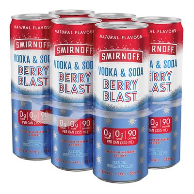 Smirnoff Vodka and Soda Berry Blast 6 Pack Cans