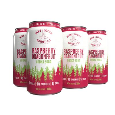 Nine Locks Spirit Company Raspberry Dragonfruit Vodka Soda 6 Pack Can