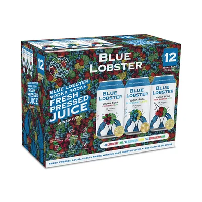 Blue Lobster Vodka Soda 12 Can Juice Mixer Pack