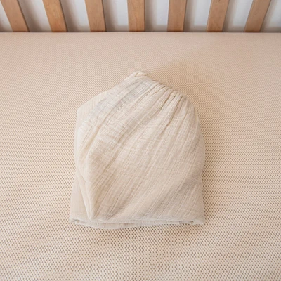 Organic Cotton Crib Fitted Sheet 2-Layer Breathable Muslin Cream