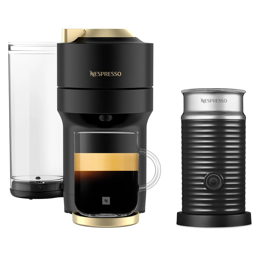 Vertuo Pop+ Deluxe Matte Black Gold & Aeroccino Bundle