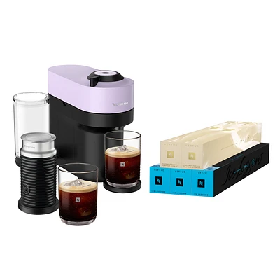 Vertuo Pop+ Lilac summer bundle with Aeroccino 3