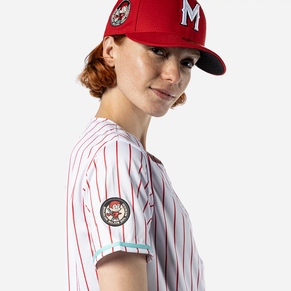 Jersey Pinstripe Ramoncito Diablos Rojos del México LMB para Mujer