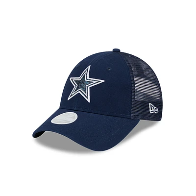 Dallas Cowboys NFL Logo Sparkle 9FORTY Trucker Snapback para Mujer