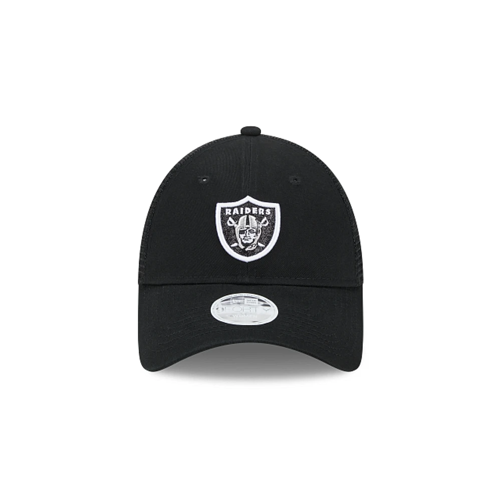 Las Vegas Raiders NFL Logo Sparkle 9FORTY Trucker Snapback para Mujer