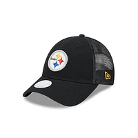 Pittsburgh Steelers NFL Logo Sparkle 9FORTY Trucker Snapback para Mujer