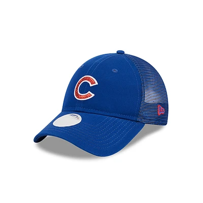 Chicago Cubs MLB Logo Sparkle 9FORTY Trucker Snapback para Mujer