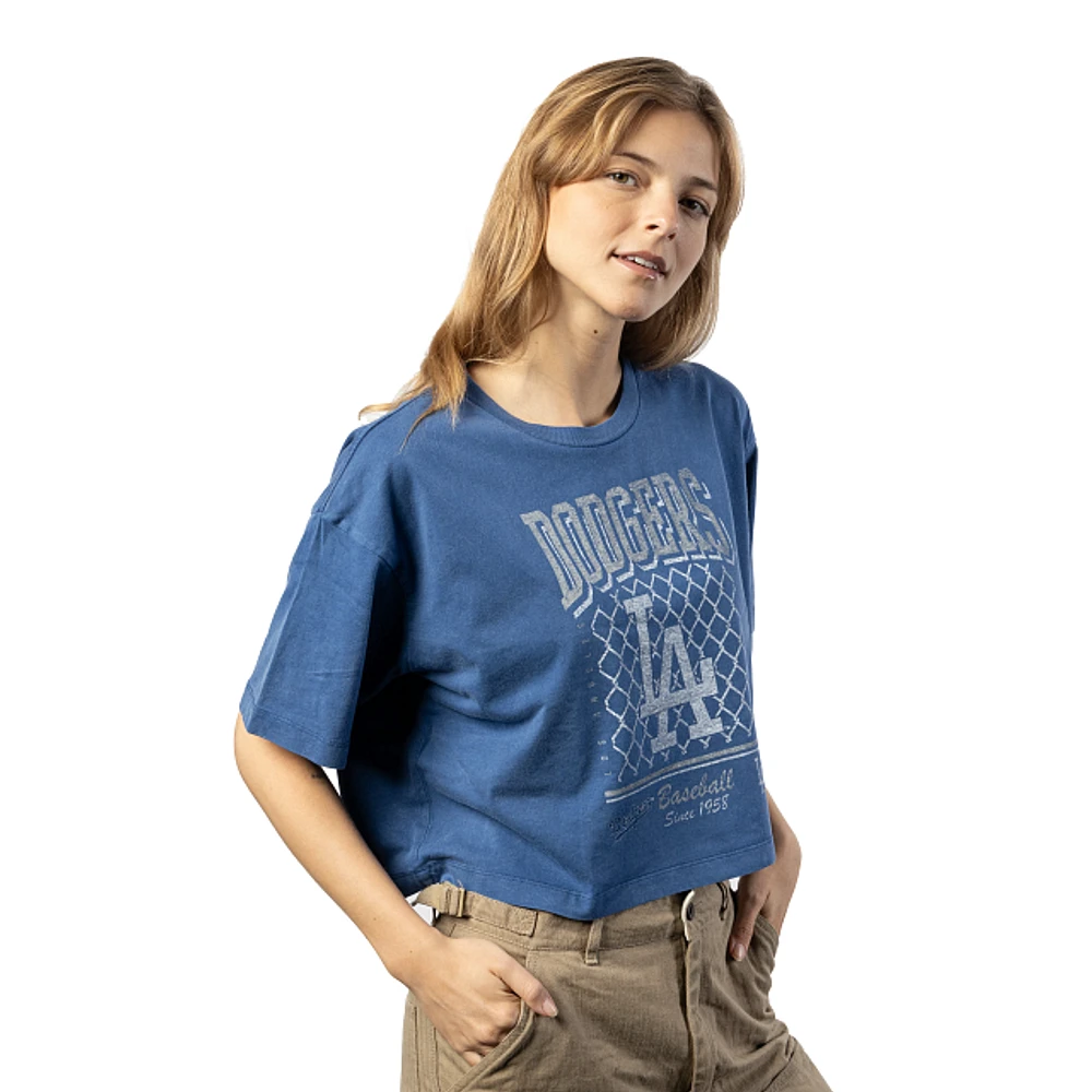 Playera Manga Corta Los Angeles Dodgers MLB Old School Sport para Mujer