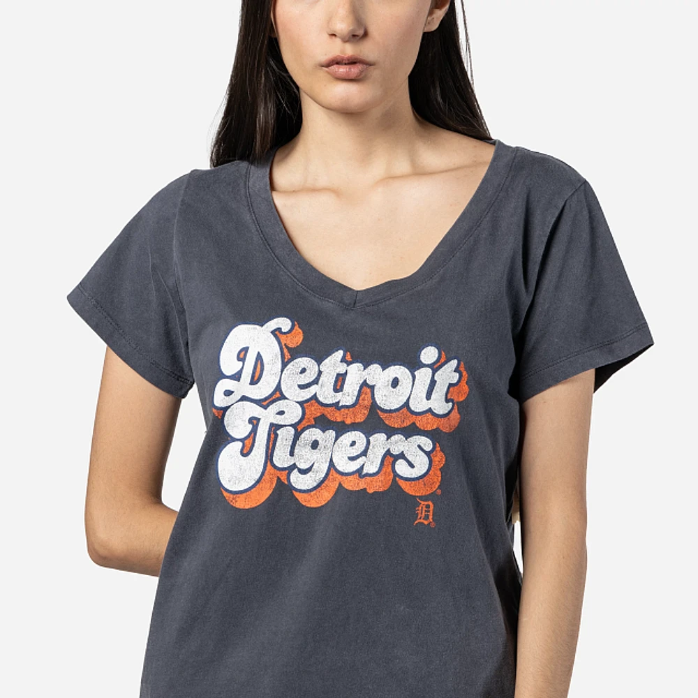 Playera Manga Corta Detroit Tigers MLB Throwback para Mujer