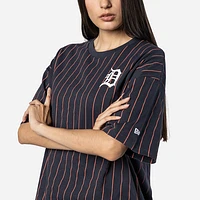 Playera Manga Corta Detroit Tigers MLB Throwback Pinstripe para Mujer