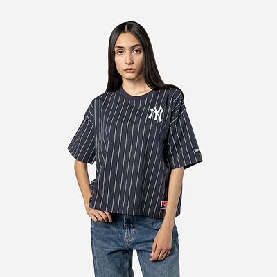 Playera Manga Corta New York Yankees MLB Throwback Pinstripe para Mujer