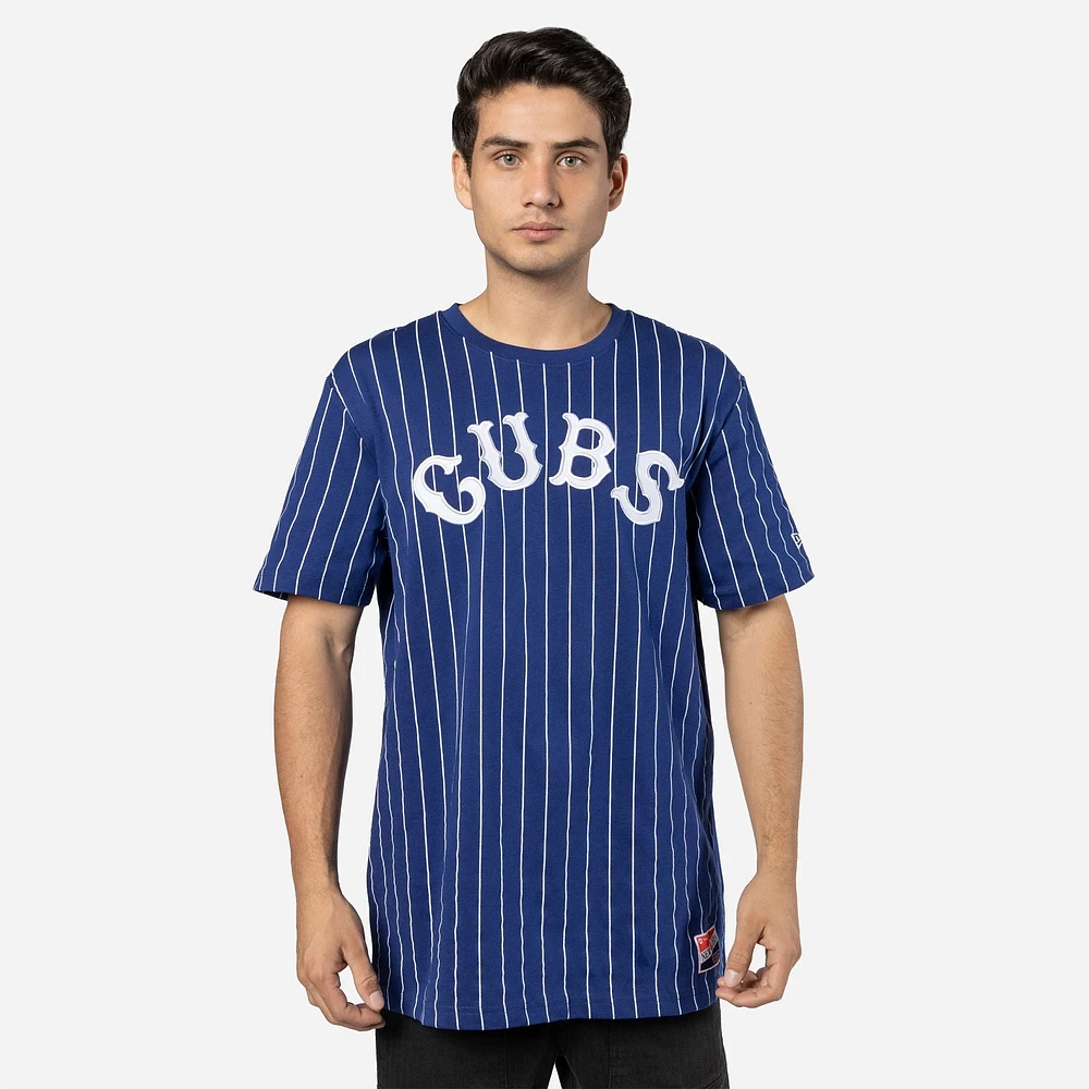 Playera Manga Corta Chicago Cubs MLB Throwback Pinstripe