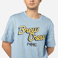 Playera Manga Corta Milwaukee Brewers MLB Throwback Pinstripe