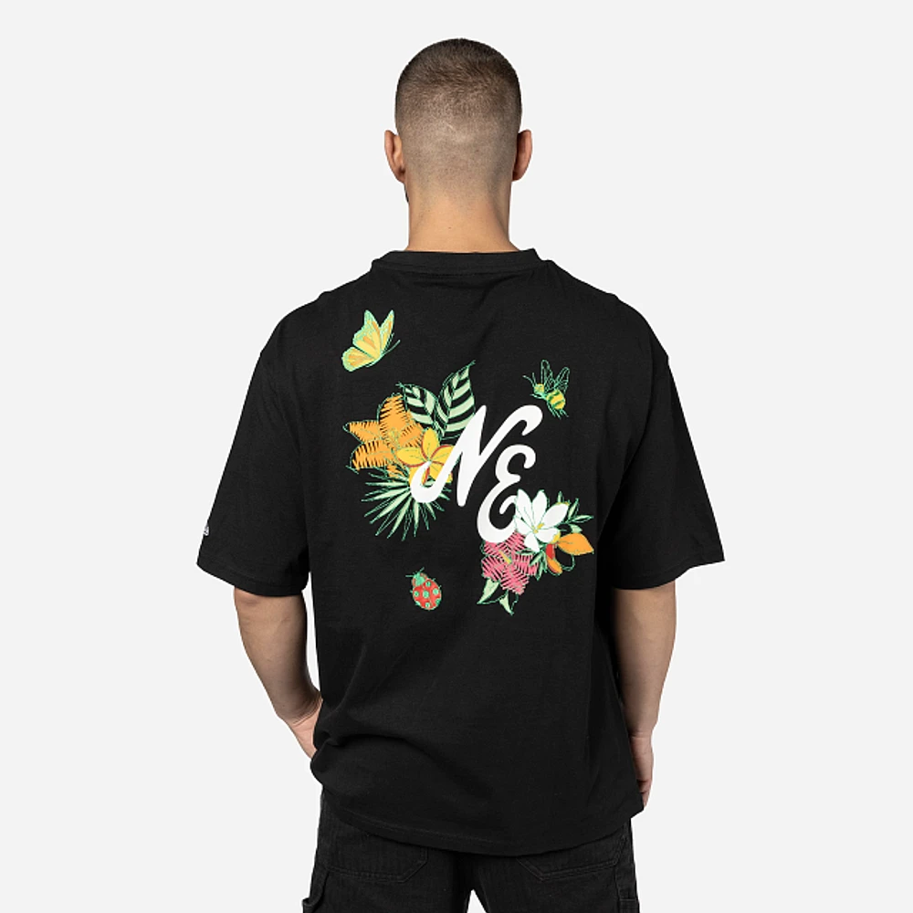 Playera Manga Corta New Era Brand Floral Negra