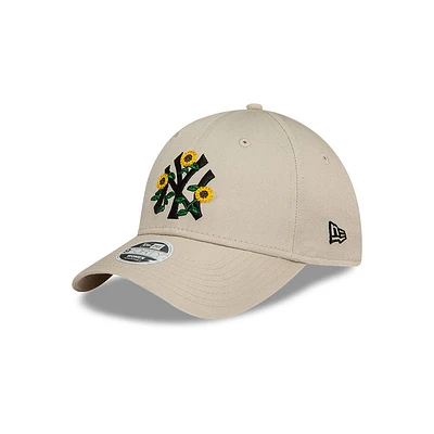 New York Yankees MLB Sunflowers 9FORTY Strapback Beige para Mujer