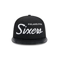 Philadelphia 76Ers NBA Faux Leather 9FIFTY Snapback