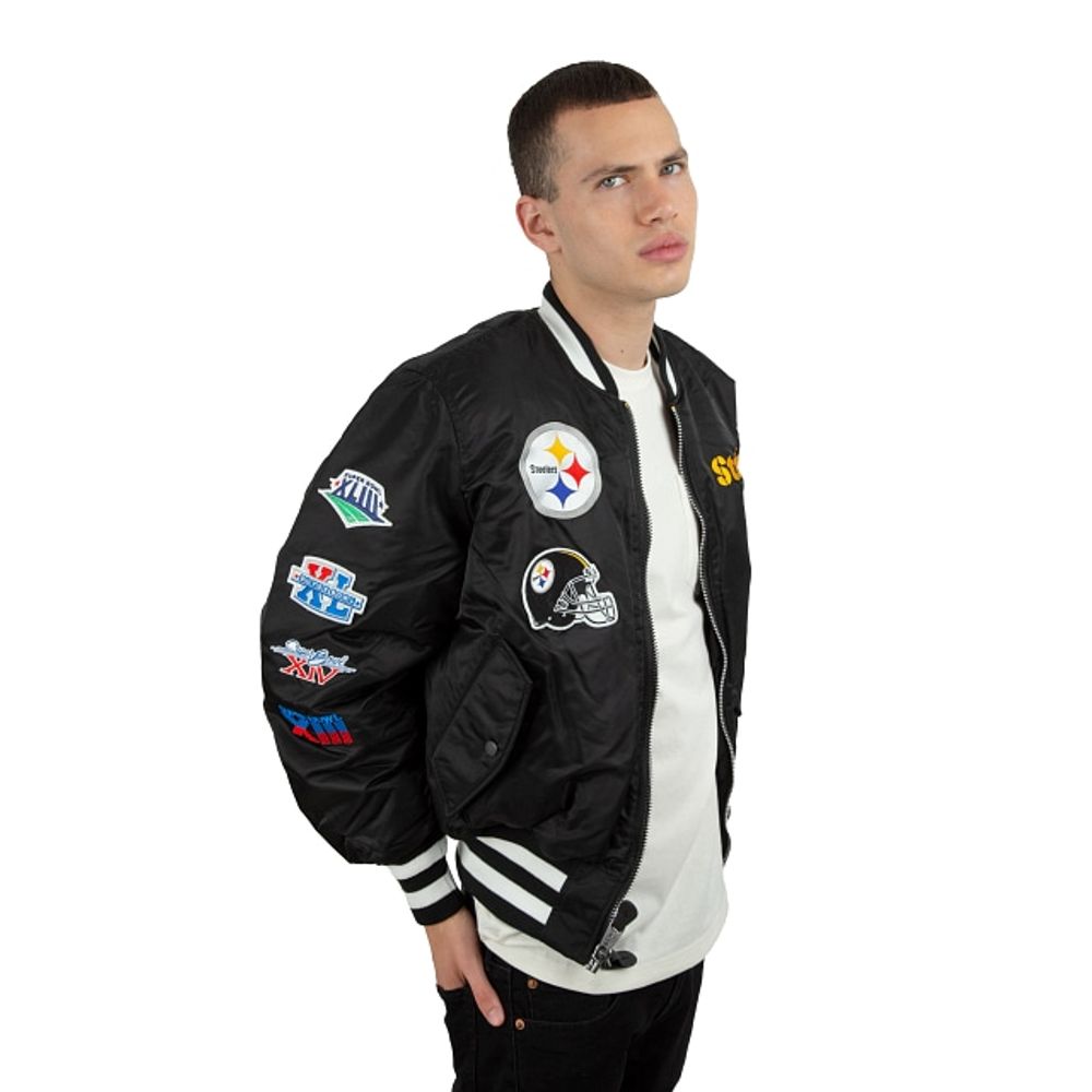 Black Pittsburgh Steelers Alpha Industries x New Era Reversible MA-1 Bomber Jacket XL