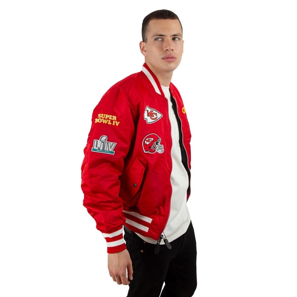 KANSAS CITY CHIEFS NEW ERA ALPHA INDUSTRIES REVERSIBLE BOMBER JACKET