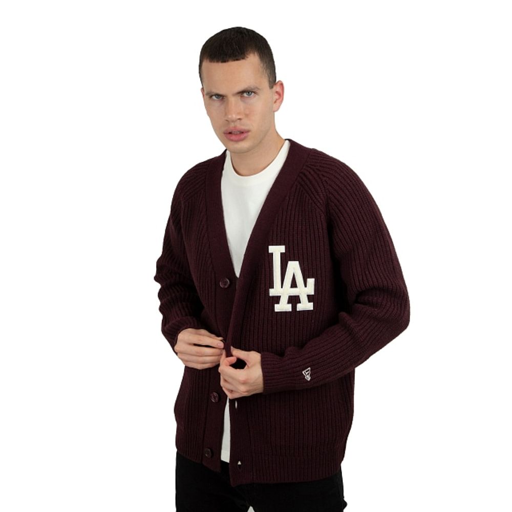 New Era Sweater Los Angeles Dodgers MLB Cooperstown Cardigan Vino