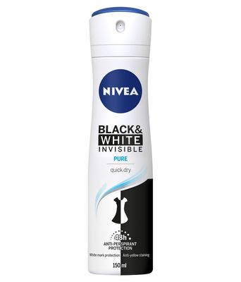 Déodorant en spray pour femmes Nivea Black & White, 150 ml
