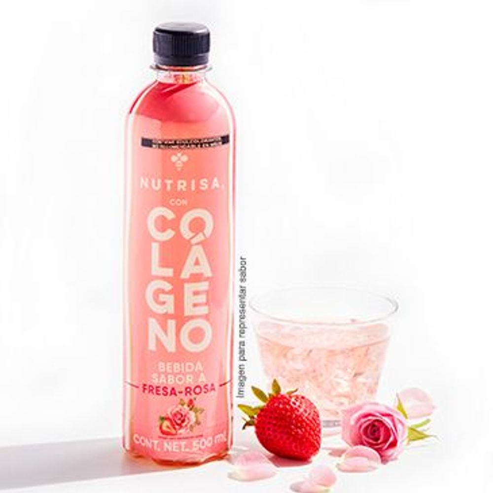 Bebida Nutrisa con colágeno sabor fresa rosa 500 ml