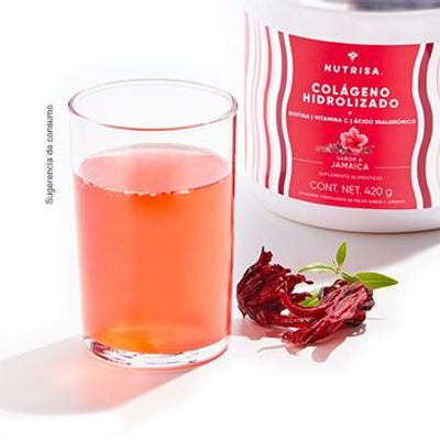 Colágeno hidrolizado Nutrisa con biotina sabor Jamaica 420 g