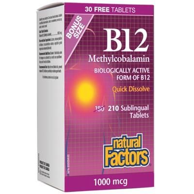 NATURAL FACTORS B12 Methycobalamin Bonus (1000 mcg - 210 caps)