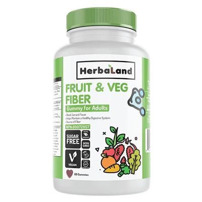 HERBALAND Fruit & Veg Fiber for Adults (Black Currant - 60 gummies)