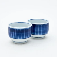 3pcs Tokusa Stripes For Gift In Box Ceramic Tokkuri Sake Bottle & Cups