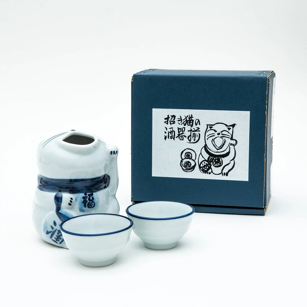 3pcs For Gift In Box Porcelain Tokkuri Sake Bottle & Cups