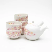 6pcs Cherry Blossoms For Gift In Box Porcelain Japanese Teapot & Teacups