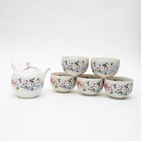 6pcs Cherry Blossoms For Gift Porcelain Japanese Teapot & Teacups