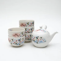 6pcs Cherry Blossoms For Gift Porcelain Japanese Teapot & Teacups