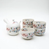 6pcs Cherry Blossoms For Gift Porcelain Japanese Teapot & Teacups