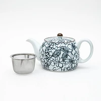 3pcs Flower Line Art For Gift In Box With Tea Strainer Porcelain Japanese Teapot & Teacups