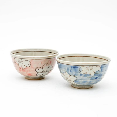 2pcs 12cm 6cm Flowers For Gift In Box Ceramic Rice Bowls