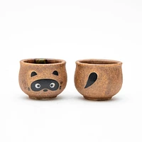 3pcs Raccoon Dog For Gift In Box Ceramic Tokkuri Sake Bottle & Cups