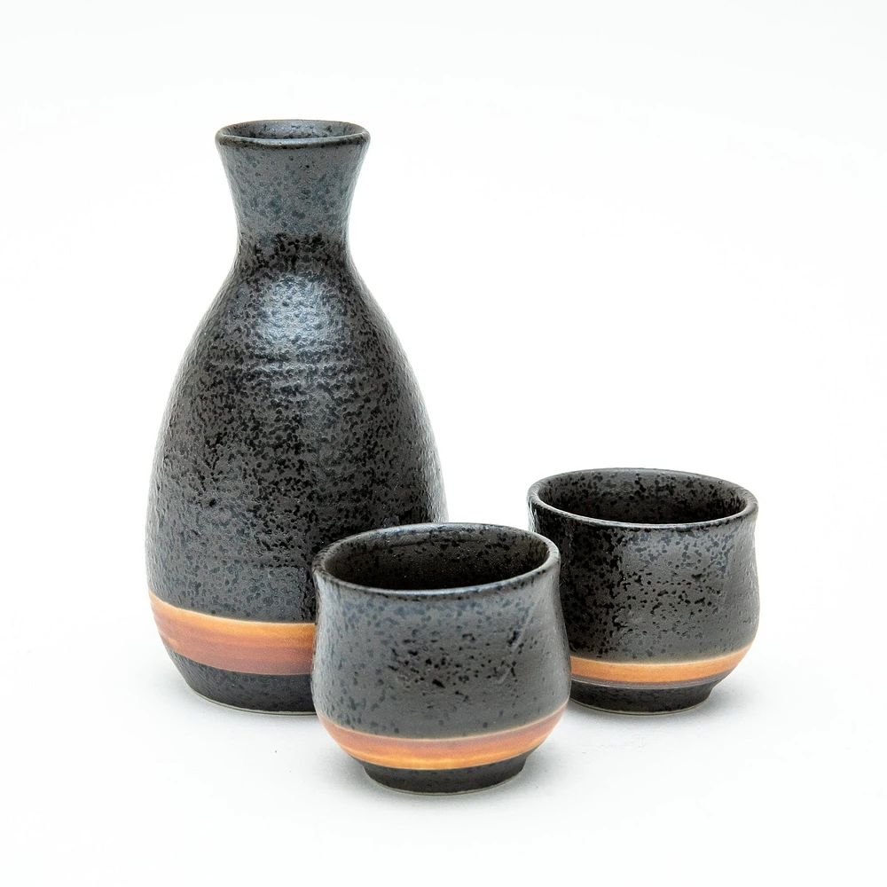 3pcs Line For Gift In Box Ceramic Tokkuri Sake Bottle & Cups