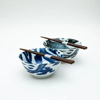 2Sets Ensembles 15cm Dragon For Gift In Box Ceramic Bowls & Chopsticks Set