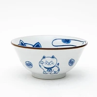 2Sets Ensembles 15cm Beckoning Cat For Gift In Box Ceramic Bowls & Chopsticks Set