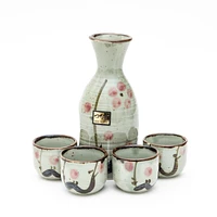 5pcs Plum Blossoms For Gift In Box Ceramic Tokkuri Sake Bottle & Cups